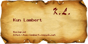 Kun Lambert névjegykártya
